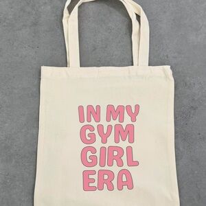 Stylish Cream Tote with Pink Graphic